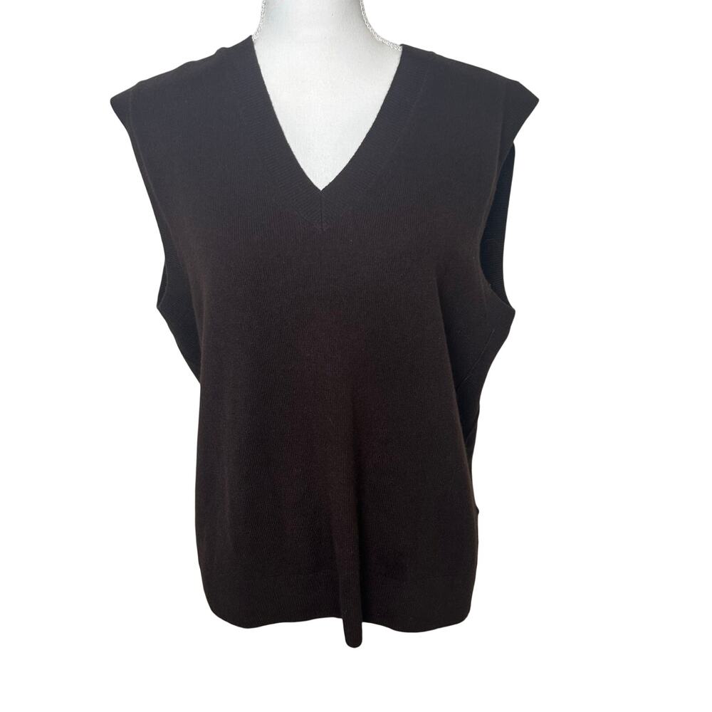 Madewell women's chocolate brown 100% cashmere sweater v-neck vest size L